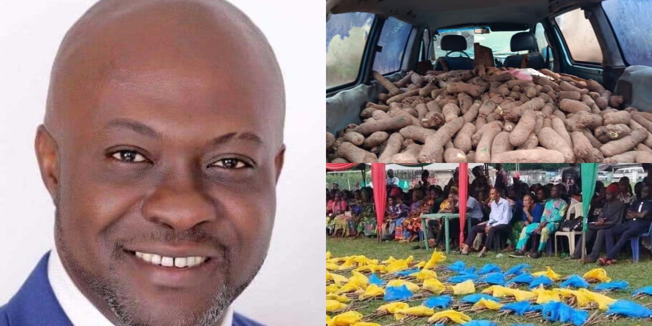 LP Lawmaker, Hon. Onwusibe, Empowers Abia Constituents With 10 Cassava Stems (Pix)