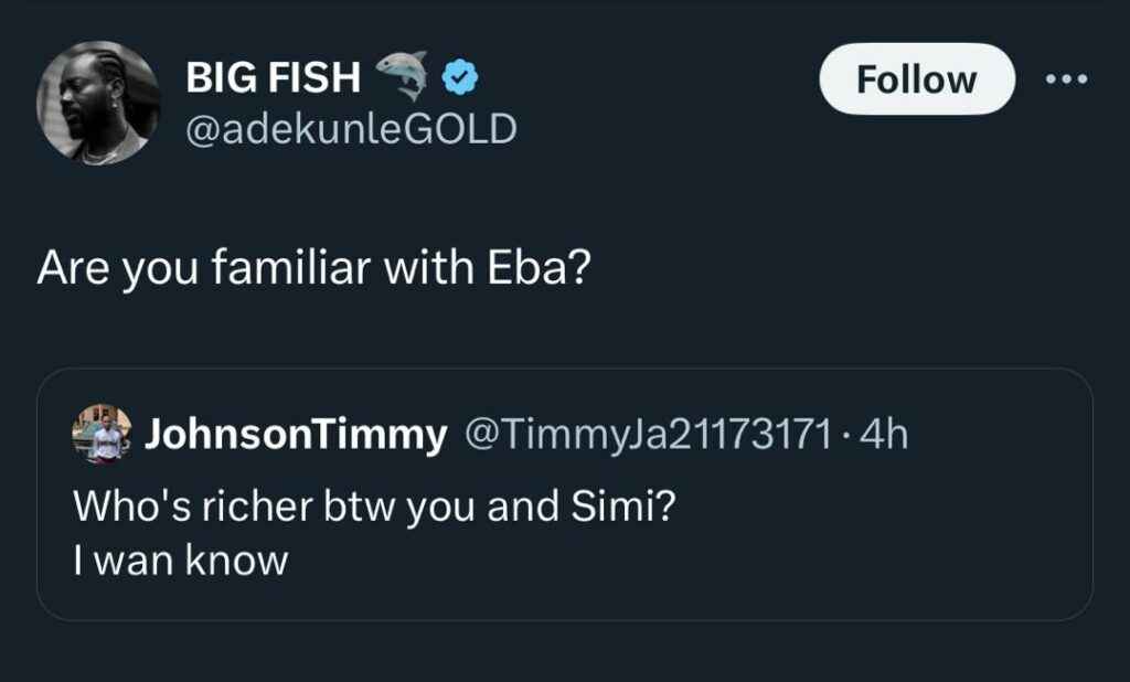 Adekunle Gold Responds to Fan Asking 