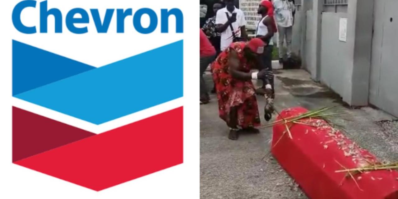 Delta Residents Protest At Chevron Facility With Juju Priest & Coffin (Photos, Video)