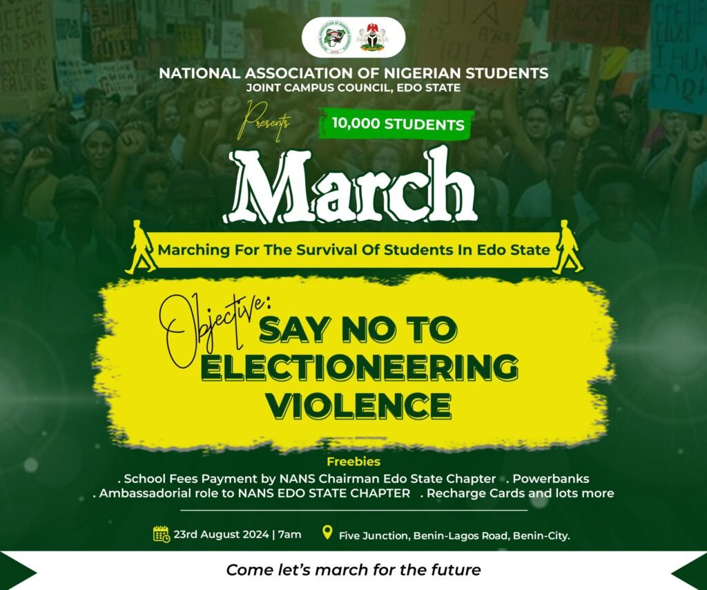 Edo 2024: NANS Plans 10,000 Students’ March Against Electoral Violence