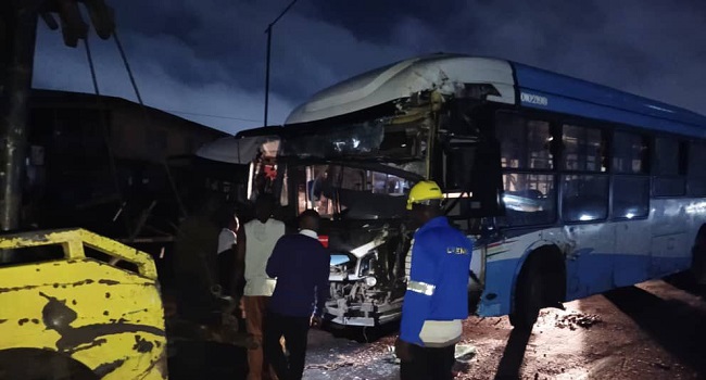 Several Passengers Injured As Two BRT Buses Collide In Lagos